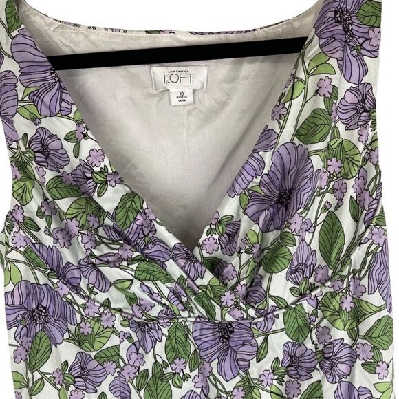 Loft floral sleeveless summer midi dress fit &  flare side zipper sz 10 - Picture 2 of 9